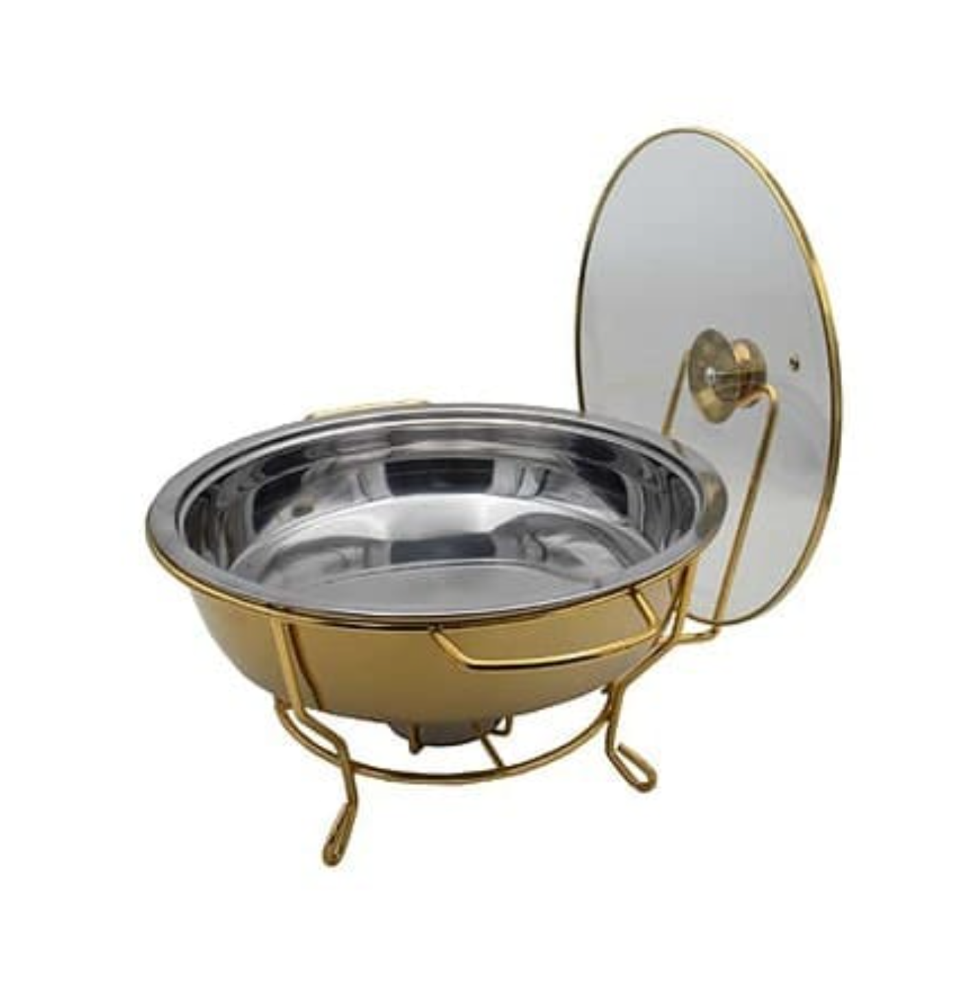 Gold Glass Lid for Chafing Dish - Slim Frame Design