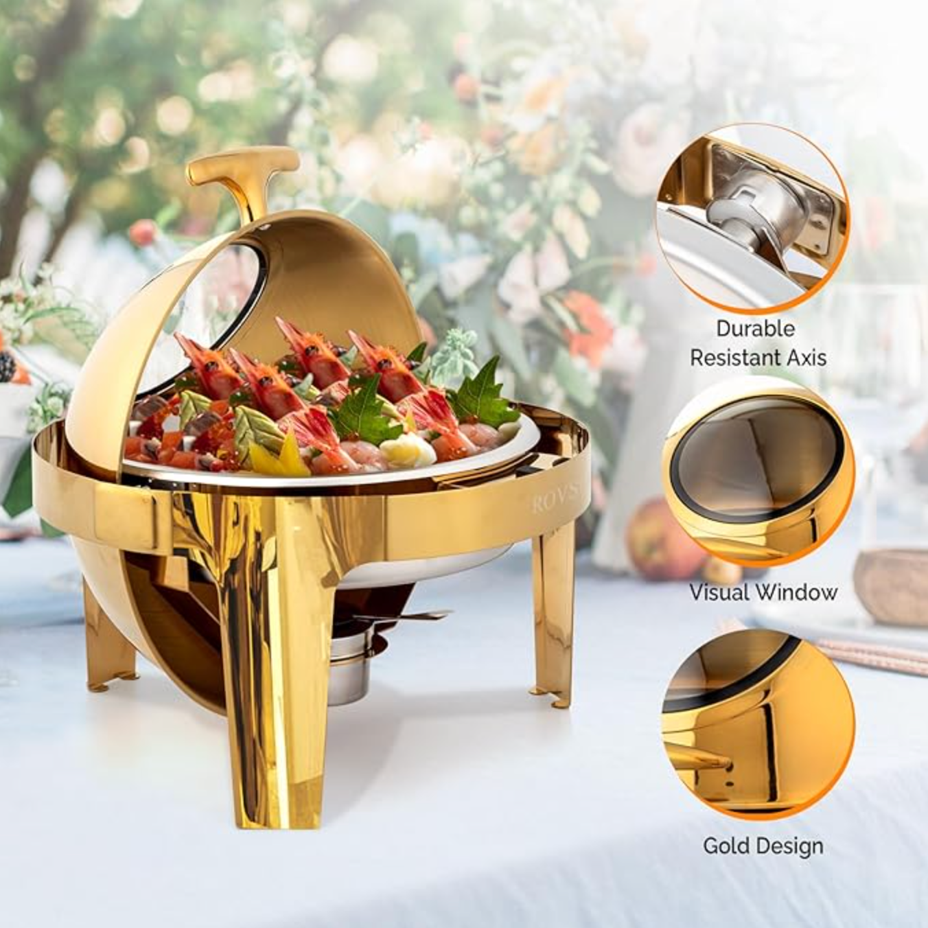 Buy ROVSUN 6QT Gold Roll Top Chafing Dish Set